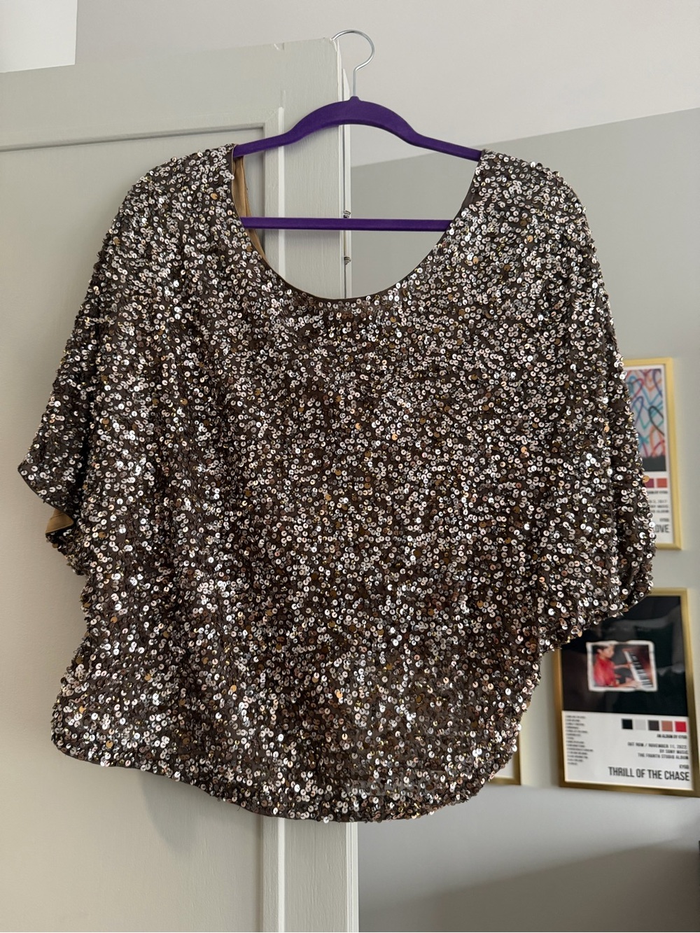 Vince Sequin Party Top - Metallic Silver Sparkle